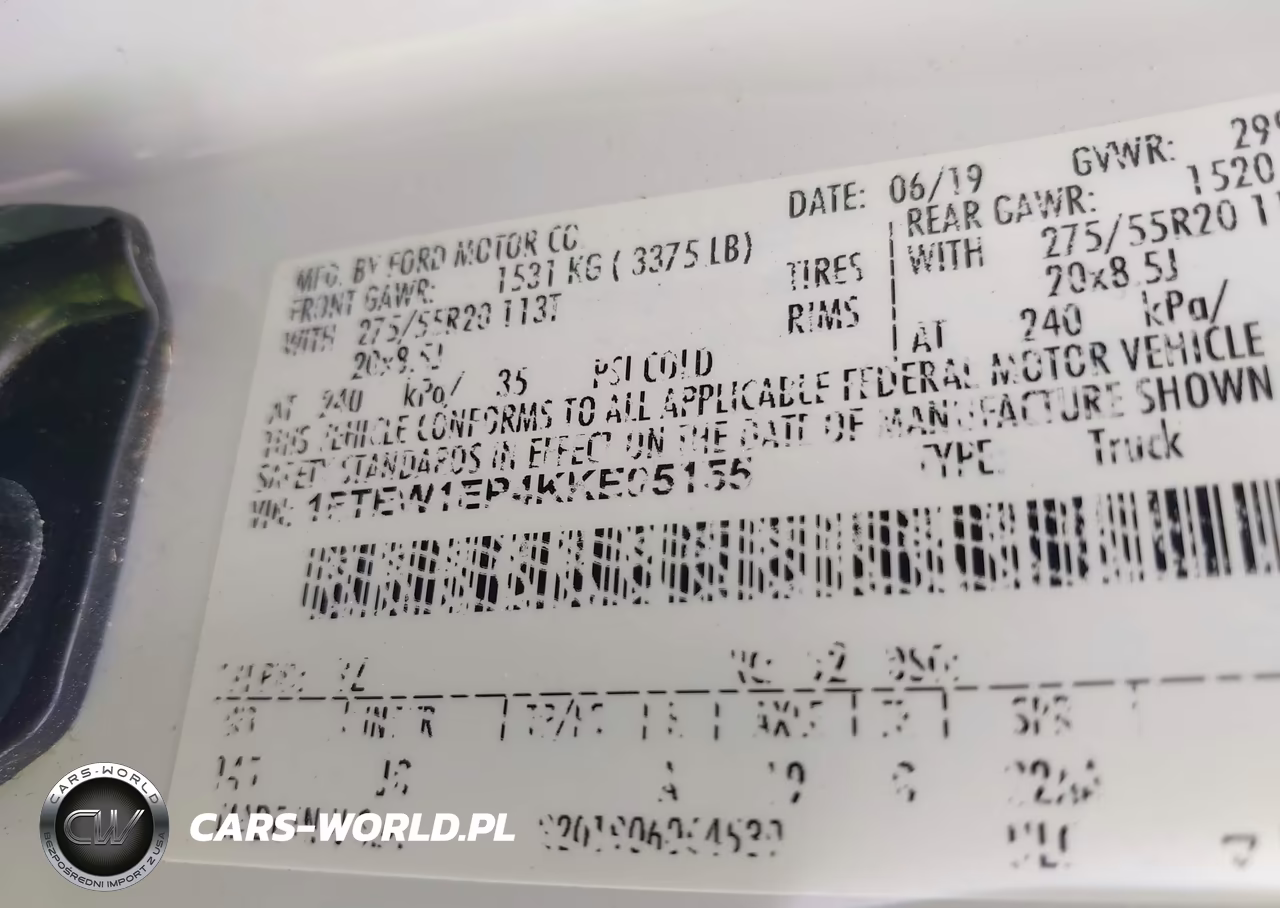 2019 Ford F-150 Xl VIN:1FTEW1EP4KKE05155 - 9