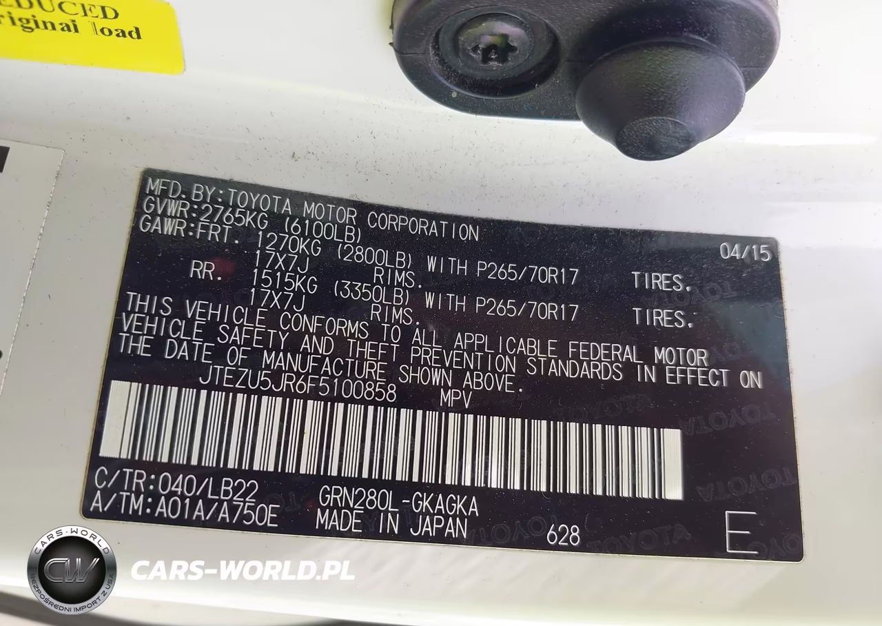 2015 Toyota 4Runner Sr5 Premium VIN:JTEZU5JR6F5100858 - 9