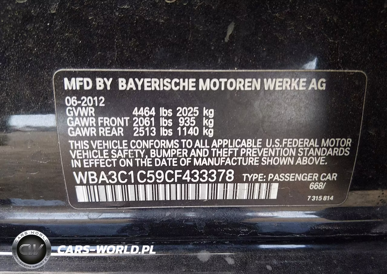 2012 BMW 328I VIN:WBA3C1C59CF433378 - 9