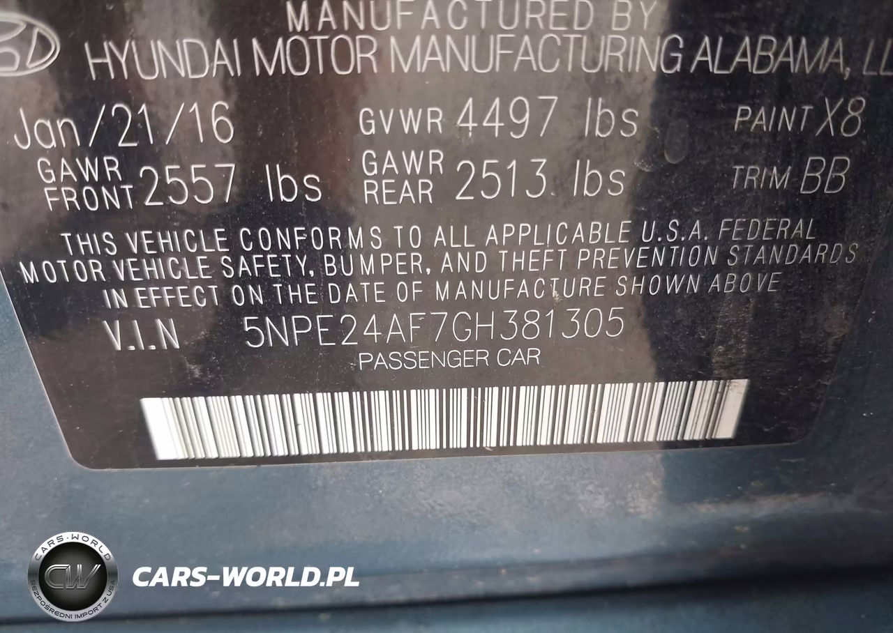 2016 Hyundai Sonata Se VIN:5NPE24AF7GH381305 - 9