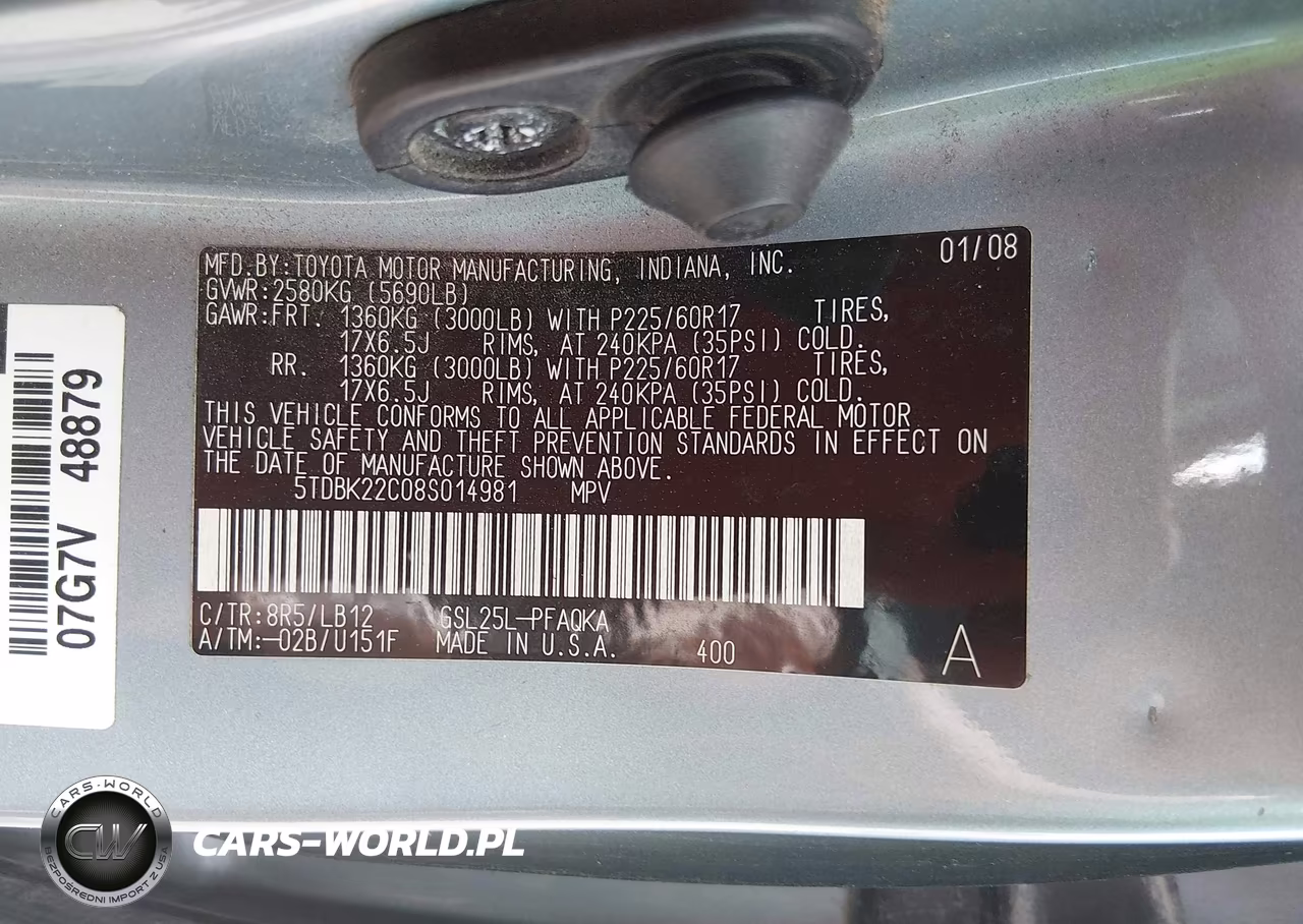 2008 Toyota Sienna Limited VIN:5TDBK22C08S014981 - 9