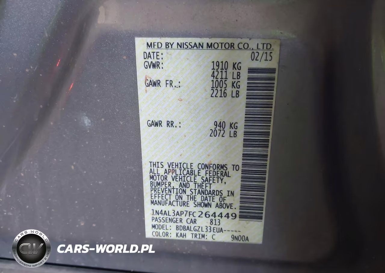 2015 Nissan Altima 2.5 S VIN:1N4AL3AP7FC264449 - 9