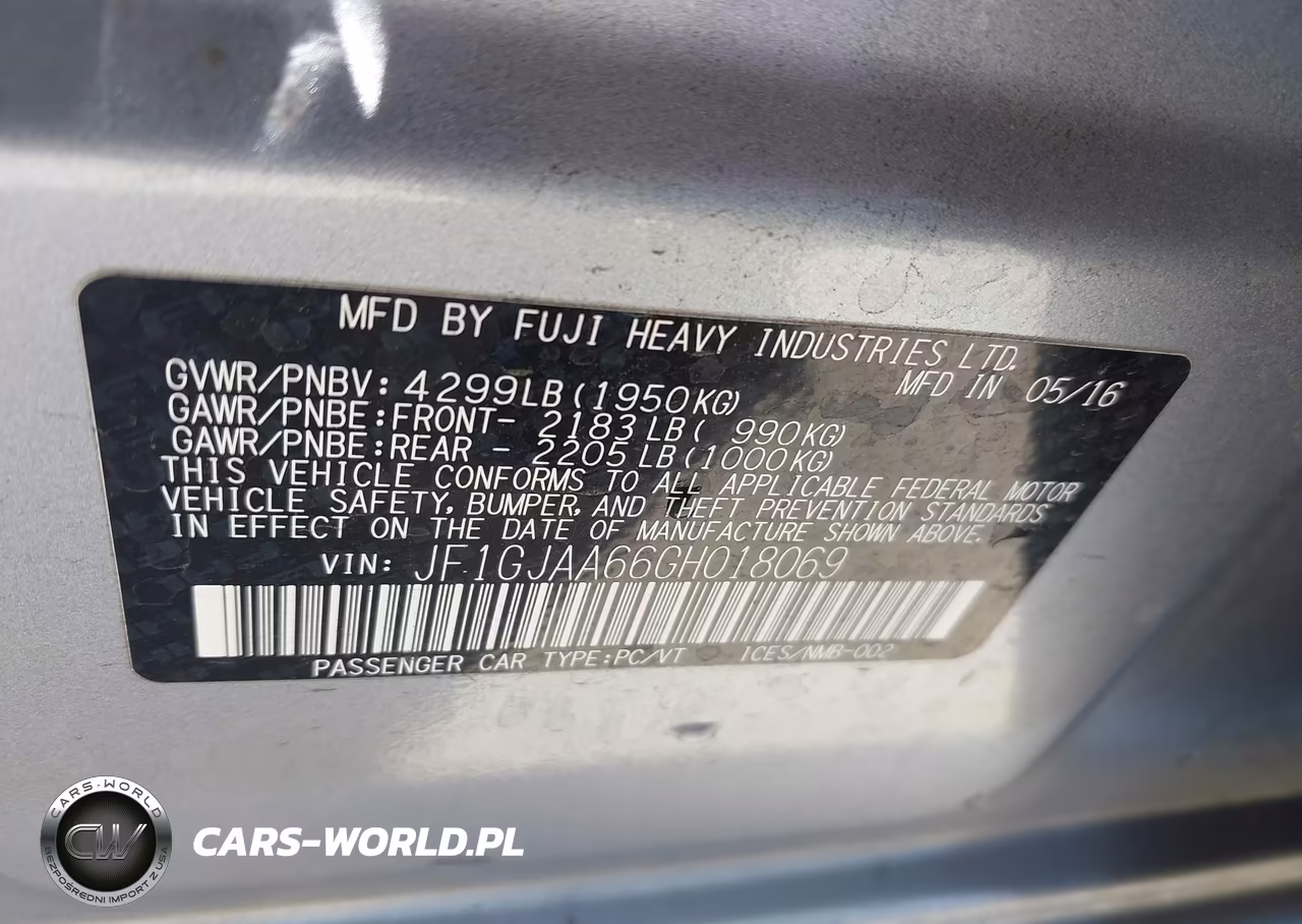 2016 Subaru Impreza 2.0I VIN:JF1GJAA66GH018069 - 9