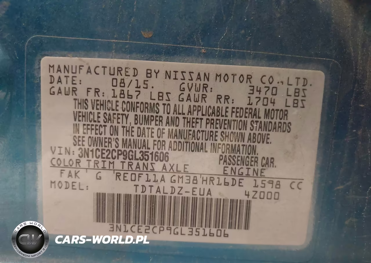 2016 Nissan Versa Note S (Sr)-S Plus-Sl-Sr-Sv VIN:3N1CE2CP9GL351606 - 9