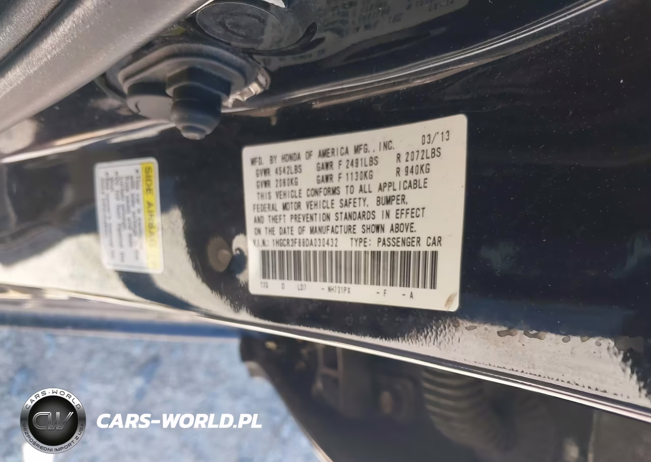 2013 Honda Accord Ex-L V-6 VIN:1HGCR3F88DA030432 - 9