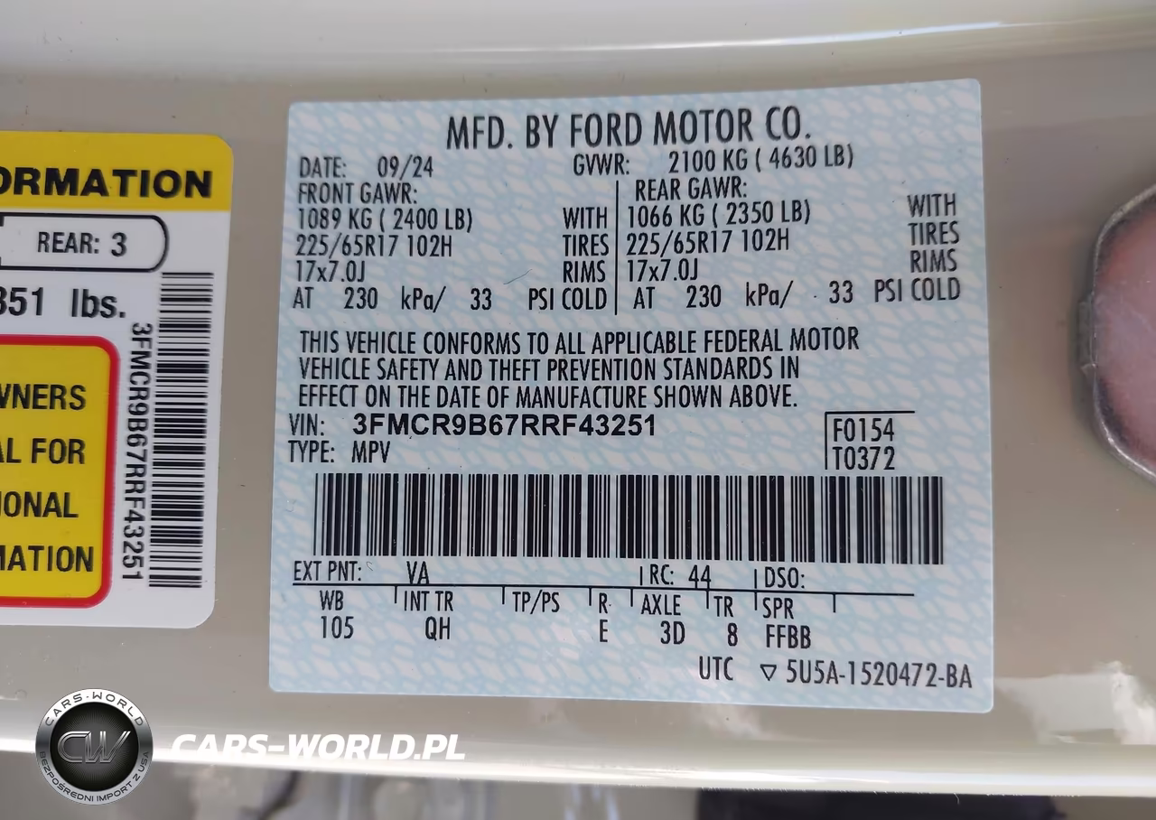2024 Ford Bronco Sport Big Bend VIN:3FMCR9B67RRF43251 - 9