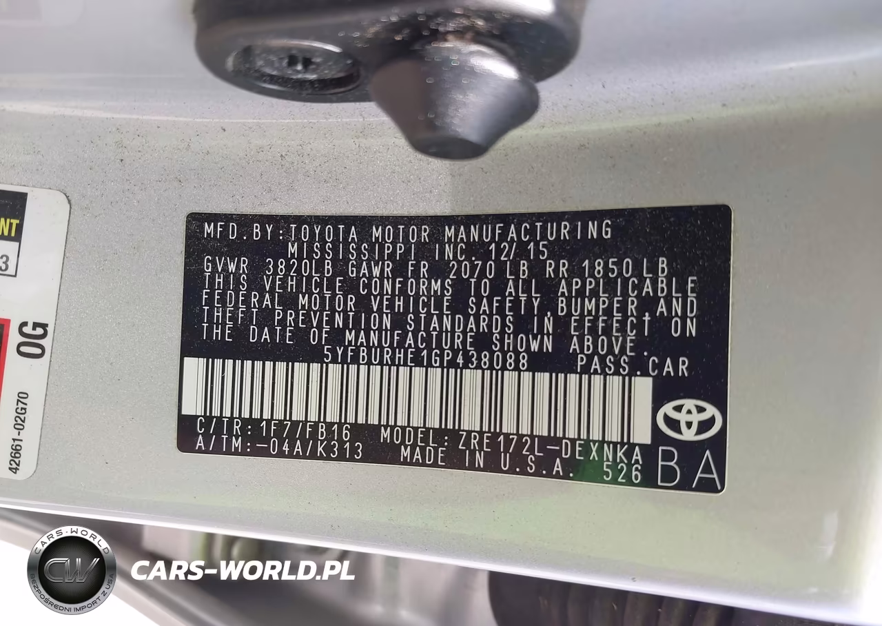 2016 Toyota Corolla Le VIN:5YFBURHE1GP438088 - 9