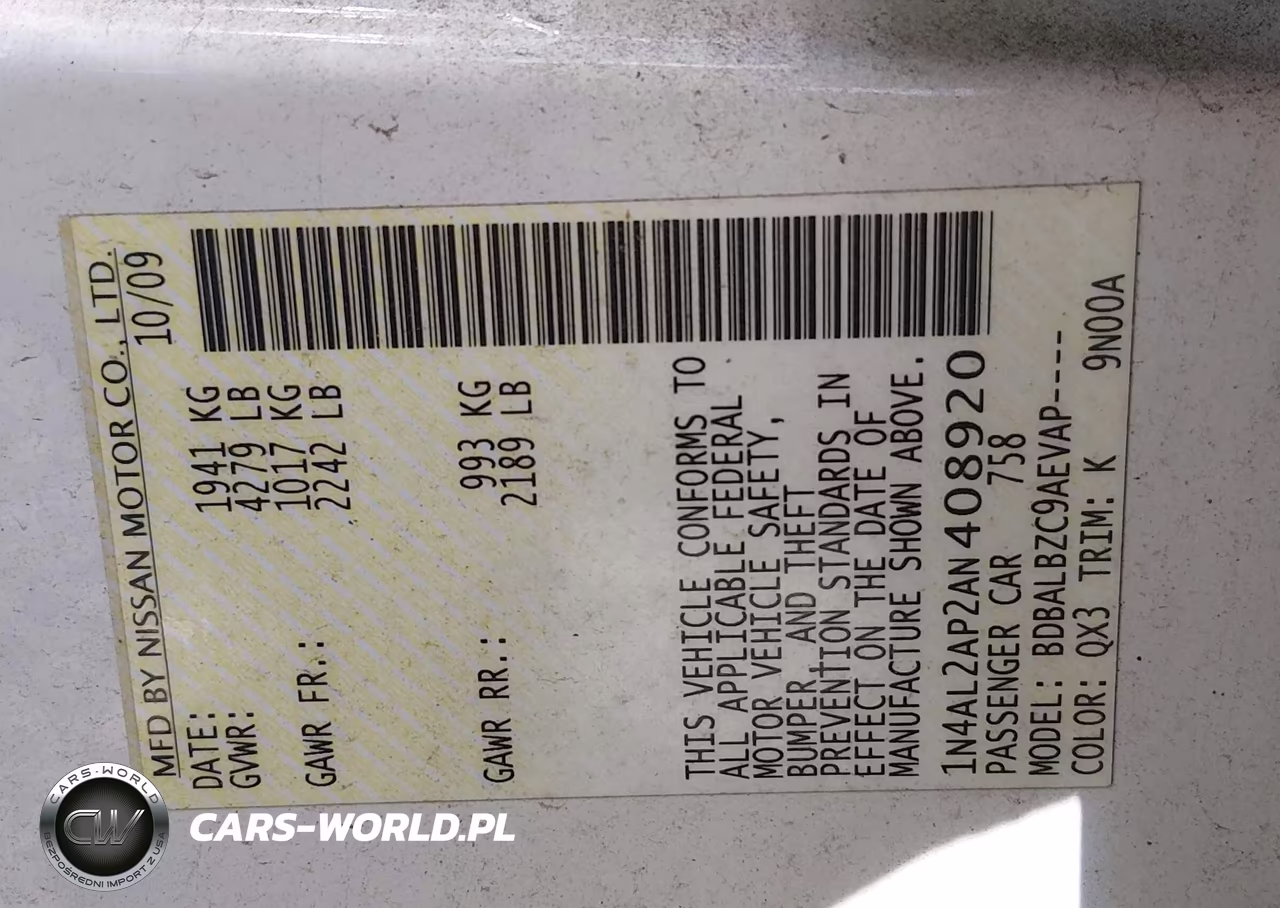 2010 Nissan Altima 2.5 S VIN:1N4AL2AP2AN408920 - 9