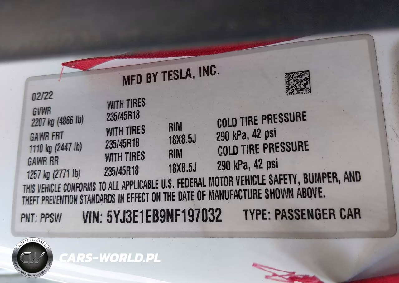 2022 Tesla Model 3 Long Range Dual Motor All-Wheel Drive VIN:5YJ3E1EB9NF197032 - 9