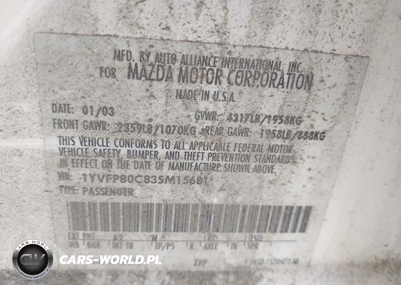 2003 Mazda Mazda6 I VIN:1YVFP80C835M15681 - 9