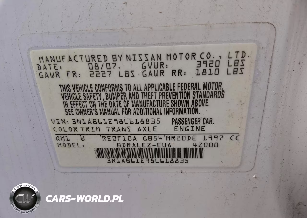 2008 Nissan Sentra 2.0S VIN:3N1AB61E98L618835 - 9