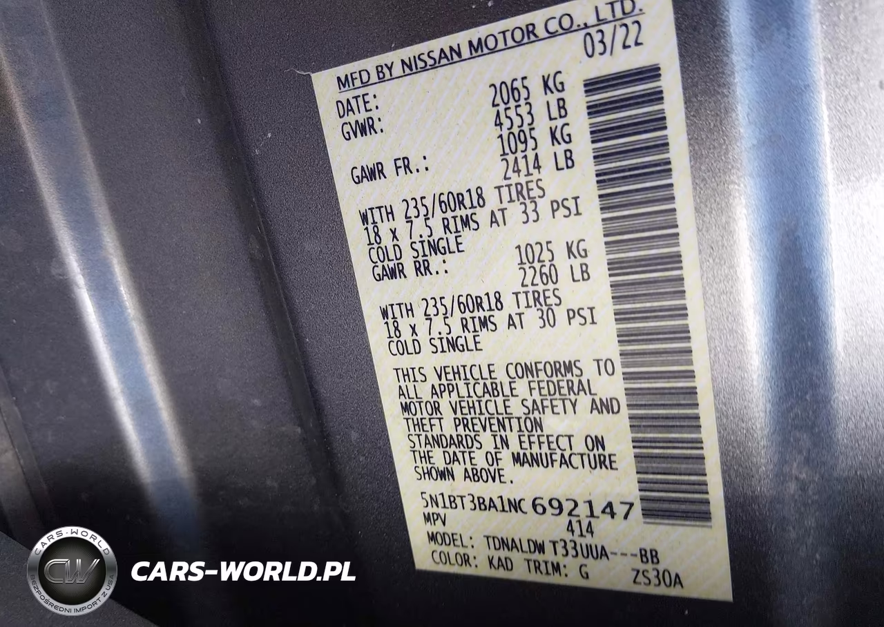 2022 Nissan Rogue Sv Fwd VIN:5N1BT3BA1NC692147 - 9