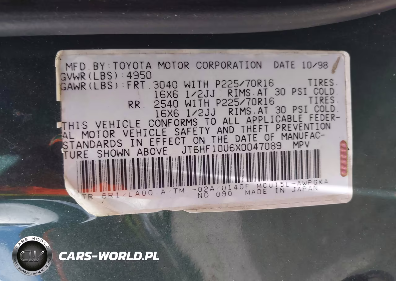 1999 Lexus Rx 300 VIN:JT6HF10U6X0047089 - 9