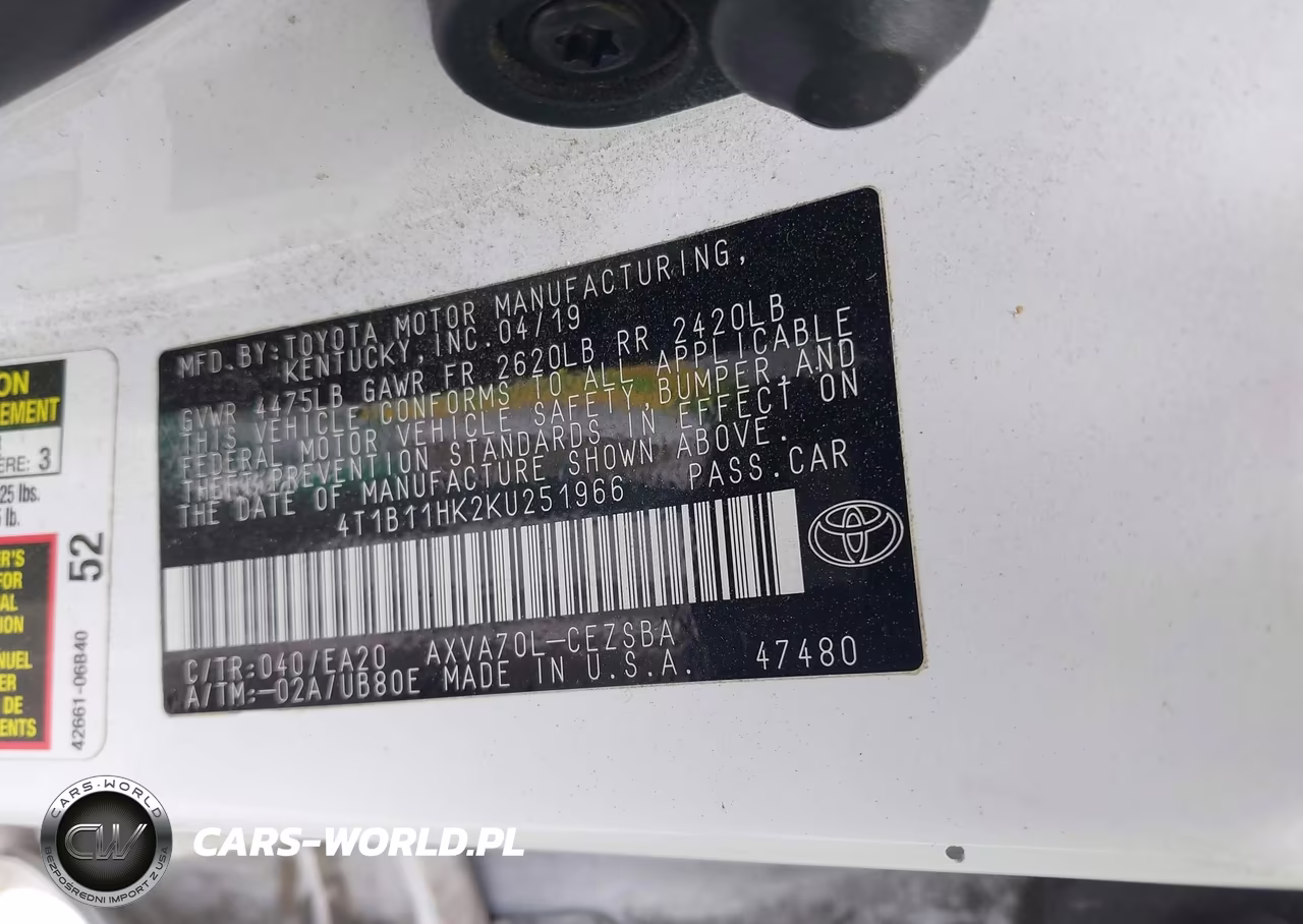 2019 Toyota Camry Se VIN:4T1B11HK2KU251966 - 9
