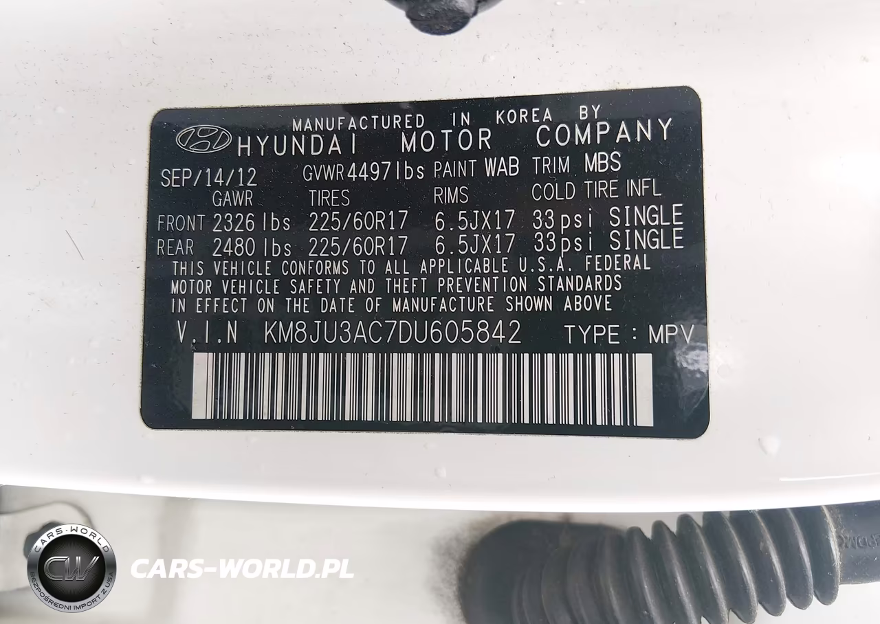 2013 Hyundai Tucson Gls VIN:KM8JU3AC7DU605842 - 9