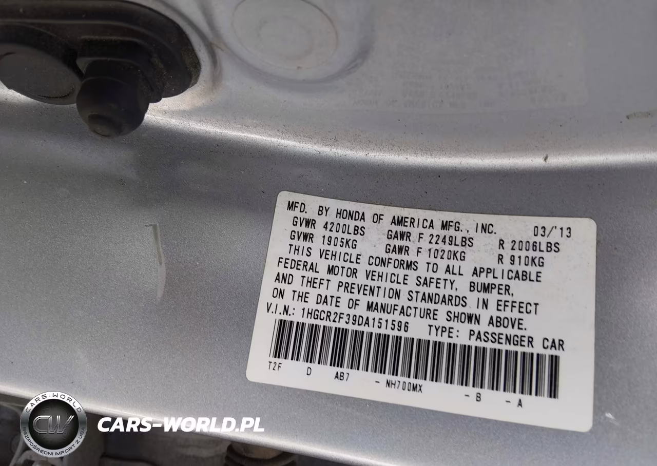 2013 Honda Accord Lx VIN:1HGCR2F39DA151596 - 9
