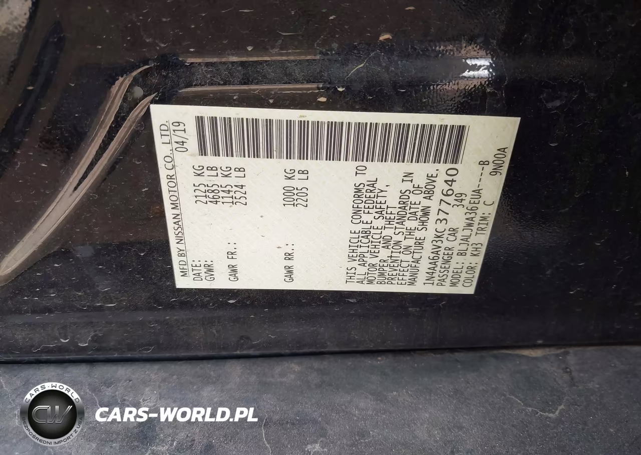 2019 Nissan Maxima 3.5 Sv VIN:1N4AA6AV3KC377640 - 9