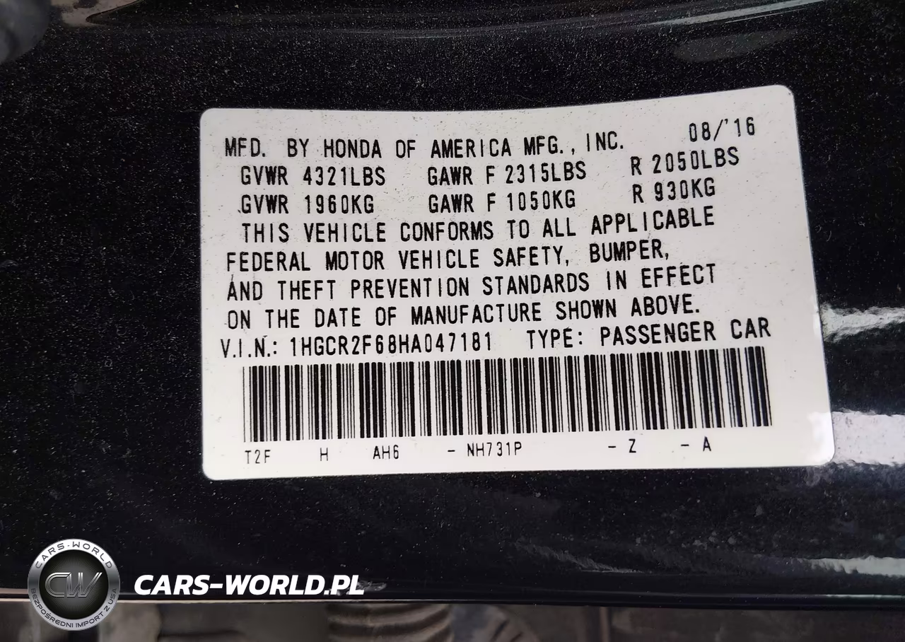 2017 Honda Accord Sport VIN:1HGCR2F68HA047181 - 9