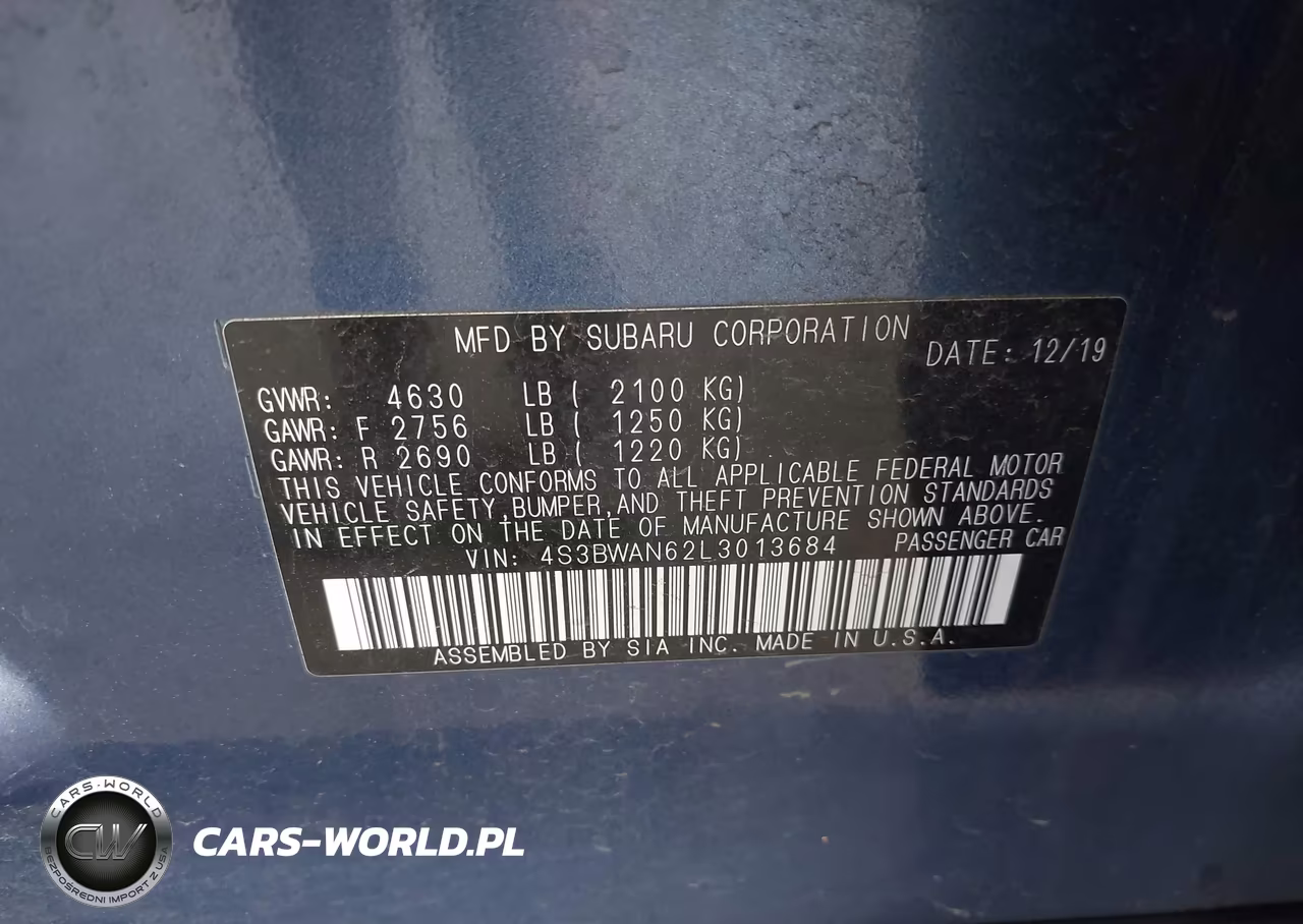 2020 Subaru Legacy Limited VIN:4S3BWAN62L3013684 - 9