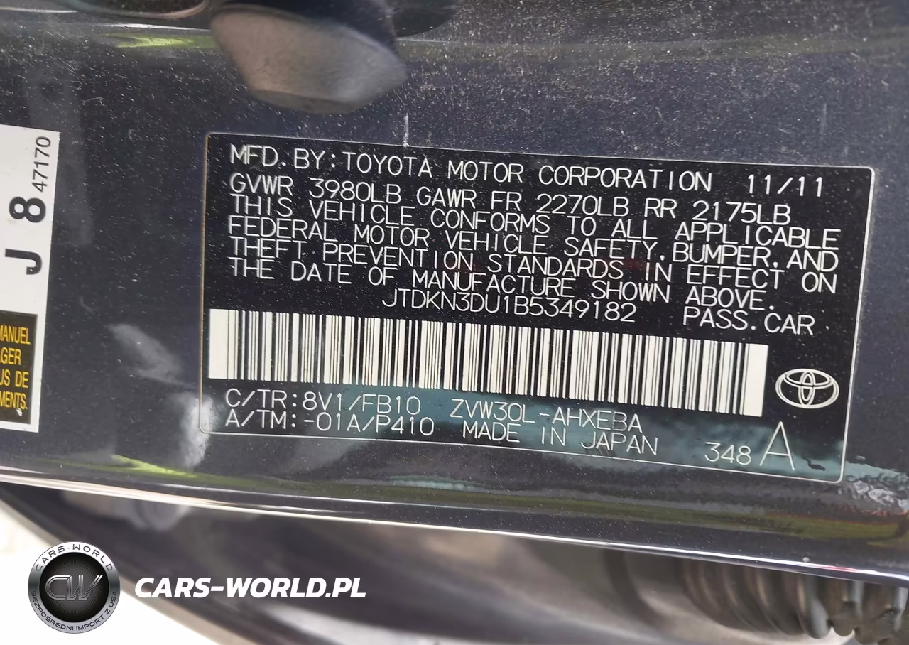 2011 Toyota Prius Two VIN:JTDKN3DU1B5349182 - 9