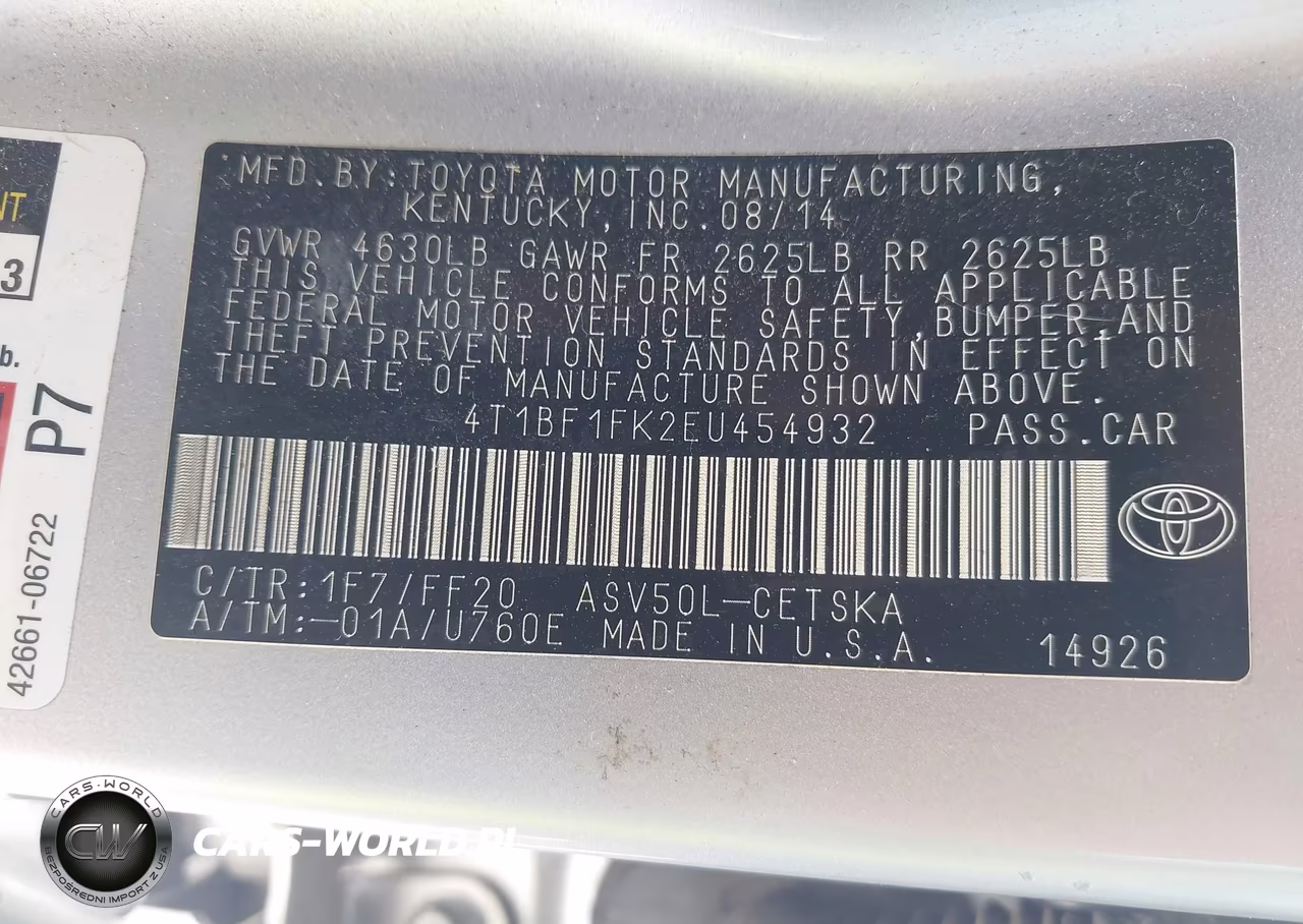 2014 Toyota Camry Se VIN:4T1BF1FK2EU454932 - 9