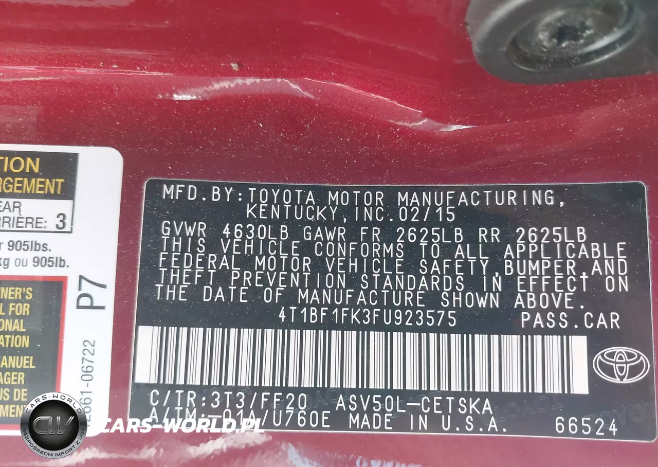 2015 Toyota Camry Se VIN:4T1BF1FK3FU923575 - 9