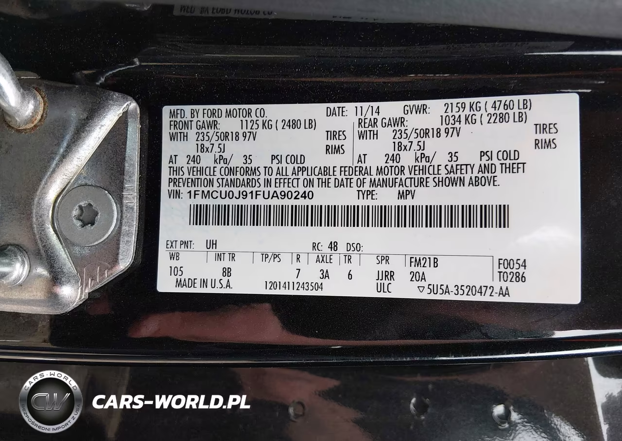 2015 Ford Escape Titanium VIN:1FMCU0J91FUA90240 - 9