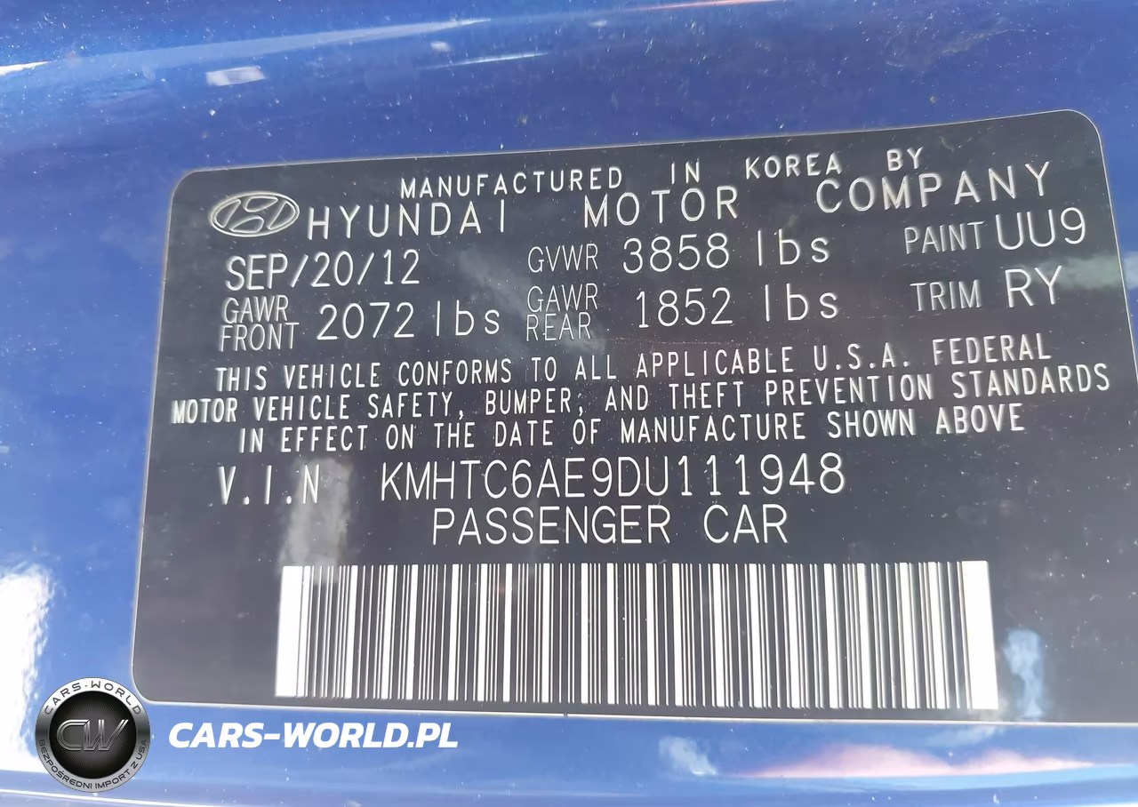 2013 Hyundai Veloster Turbo W-Black VIN:KMHTC6AE9DU111948 - 9