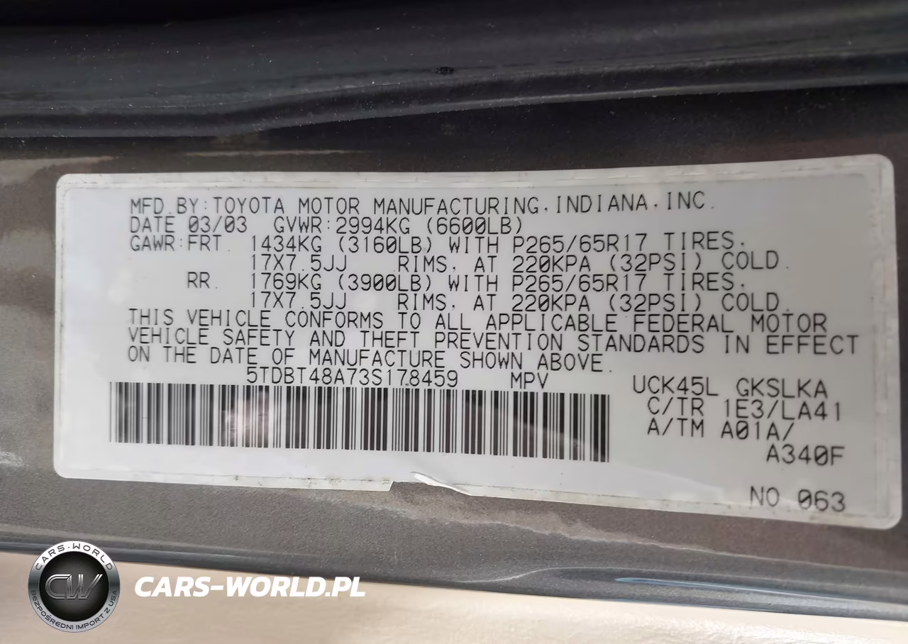 2003 Toyota Sequoia Limited V8 VIN:5TDBT48A73S178459 - 9