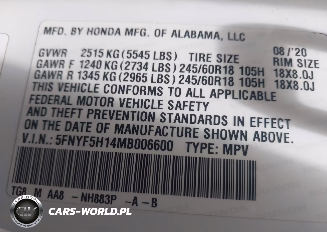2021 Honda Pilot 2Wd Lx VIN:5FNYF5H14MB006600 - 9