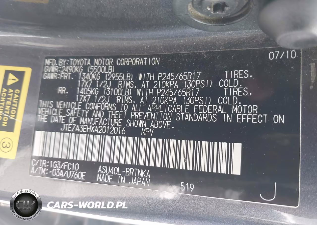 2010 Toyota Highlander VIN:JTEZA3EHXA2012016 - 9