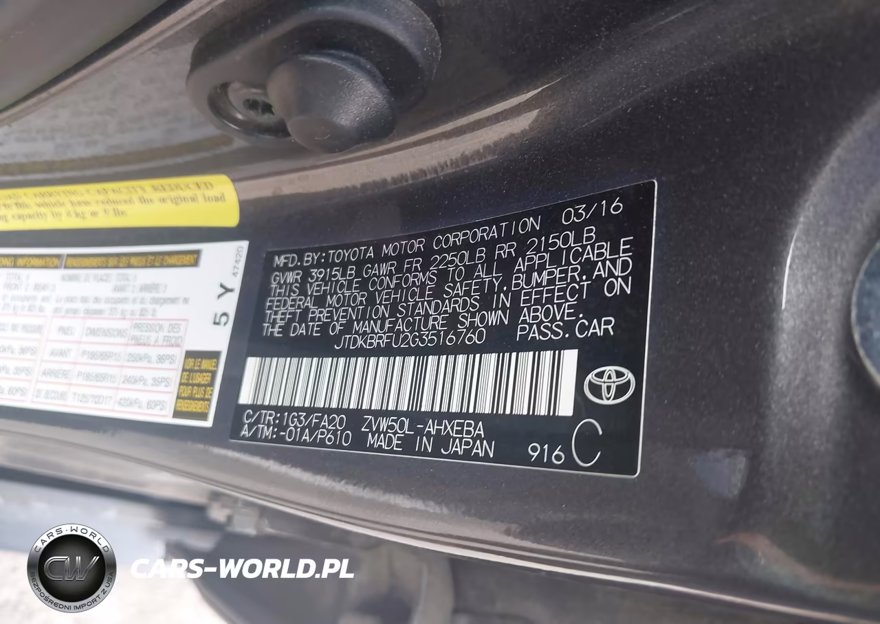 2016 Toyota Prius Two VIN:JTDKBRFU2G3516760 - 9