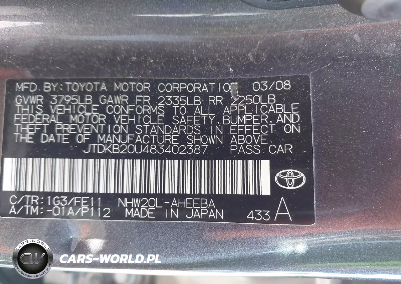 2008 Toyota Prius VIN:JTDKB20U483402387 - 9
