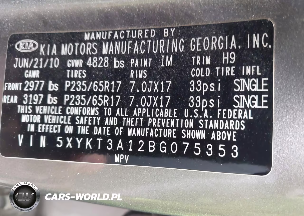 2011 Kia Sorento Lx VIN:5XYKT3A12BG075353 - 9