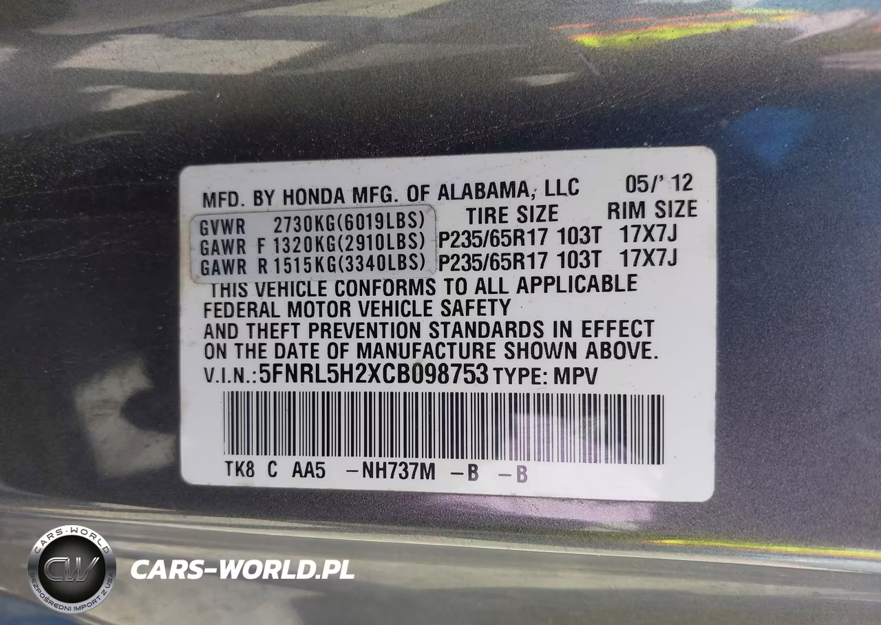 2012 Honda Odyssey Lx VIN:5FNRL5H2XCB098753 - 9
