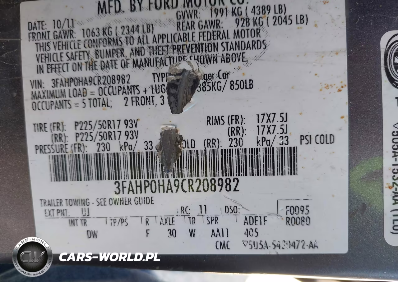 2012 Ford Fusion Se VIN:3FAHP0HA9CR208982 - 9