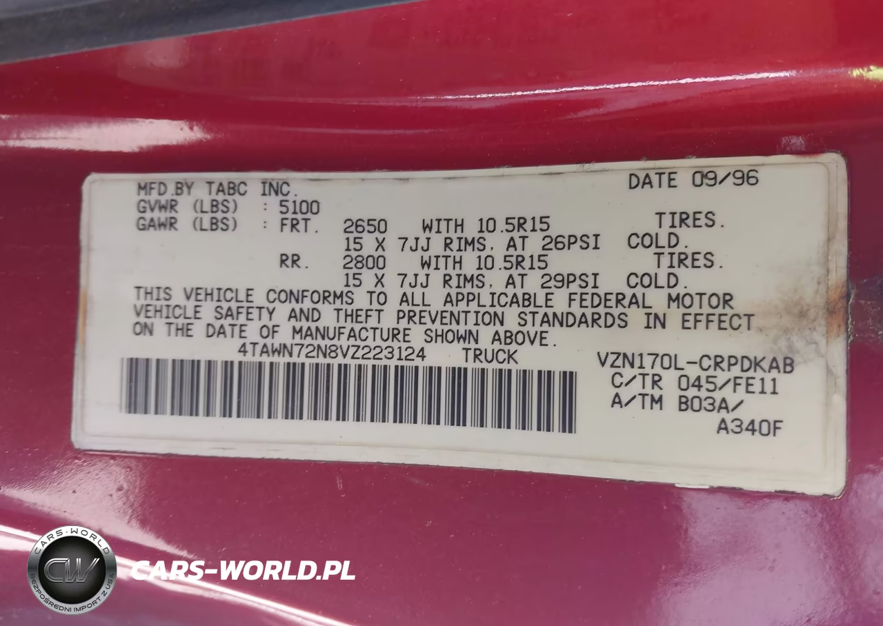 1997 Toyota Tacoma Base V6 VIN:4TAWN72N8VZ223124 - 9