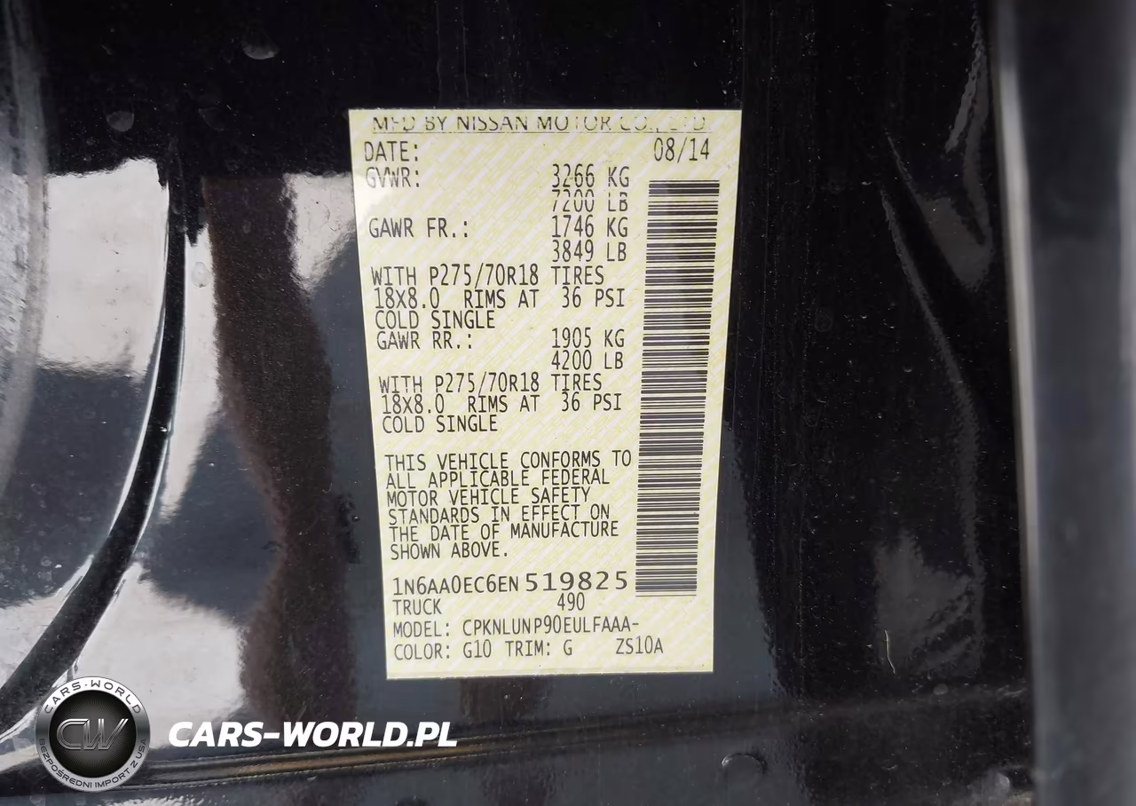 2014 Nissan Titan Pro-4X VIN:1N6AA0EC6EN519825 - 9