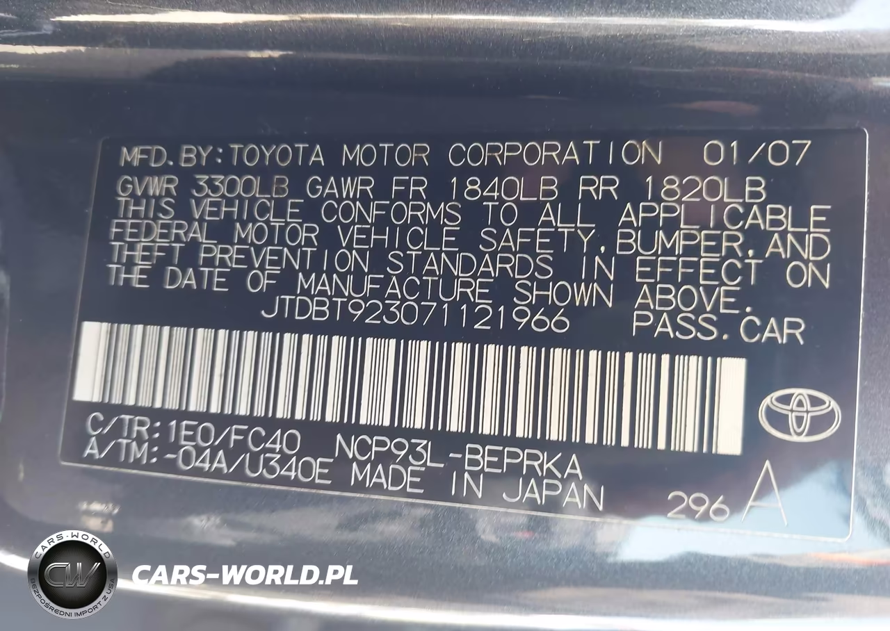 2007 Toyota Yaris VIN:JTDBT923071121966 - 9