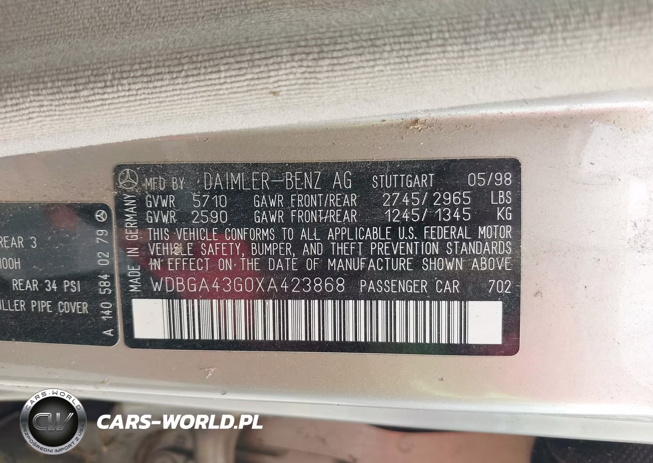 1999 Mercedes-Benz S 420 VIN:WDBGA43G0XA423868 - 9