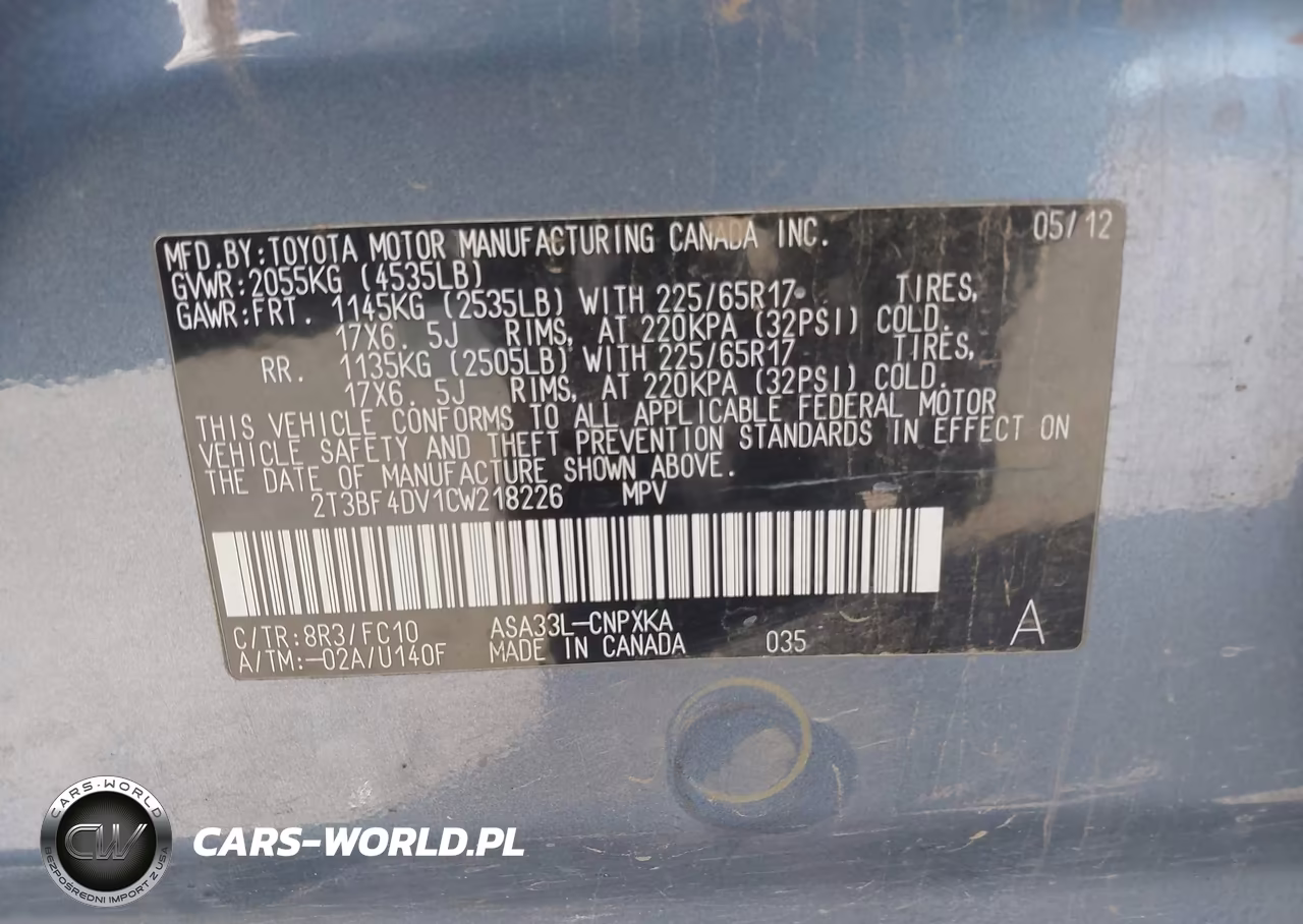 2012 Toyota Rav4 VIN:2T3BF4DV1CW218226 - 9