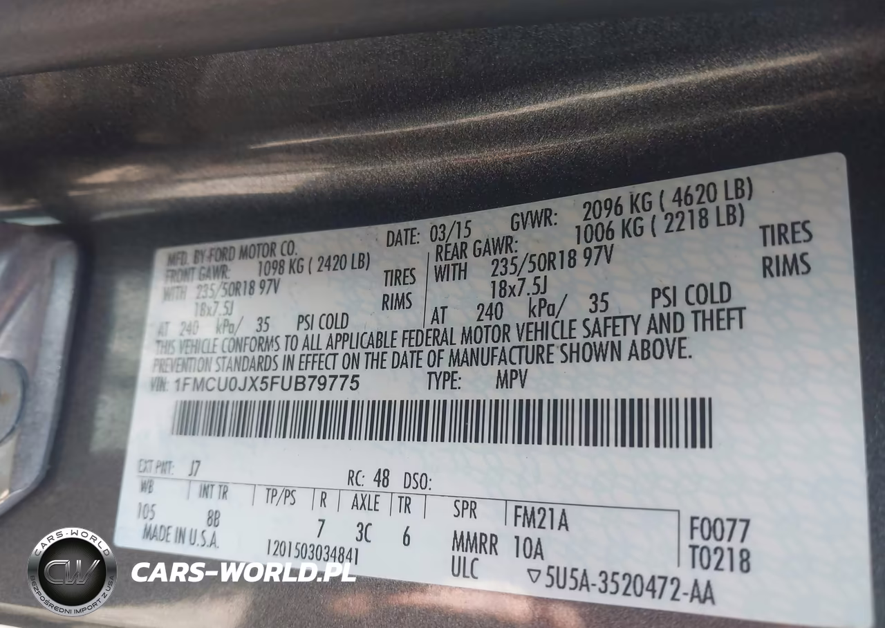 2015 Ford Escape Titanium VIN:1FMCU0JX5FUB79775 - 9