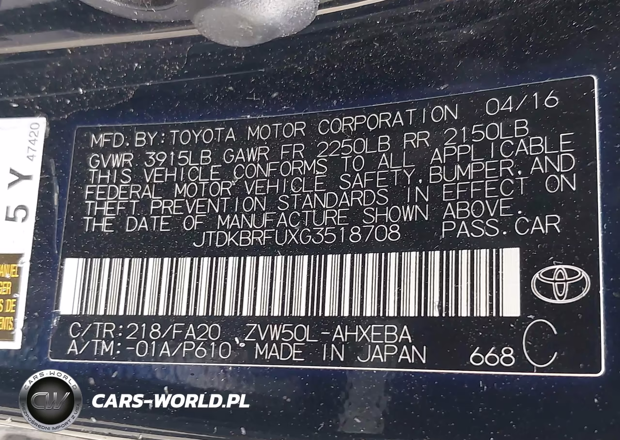 2016 Toyota Prius Two VIN:JTDKBRFUXG3518708 - 9