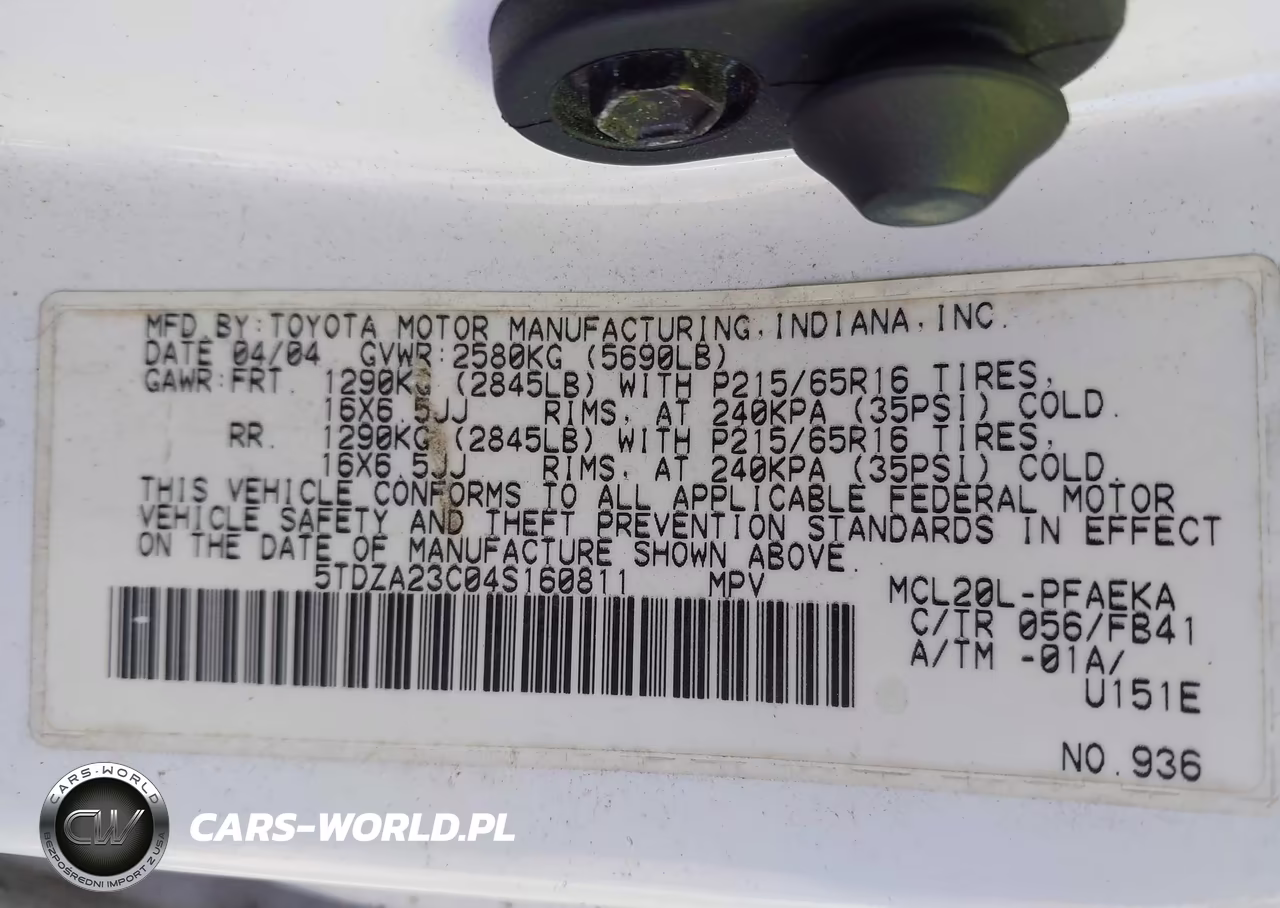 2004 Toyota Sienna Le VIN:5TDZA23C04S160811 - 9