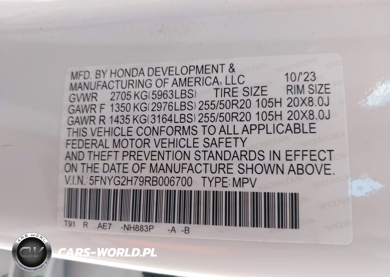 2024 Honda Pilot Touring VIN:5FNYG2H79RB006700 - 9