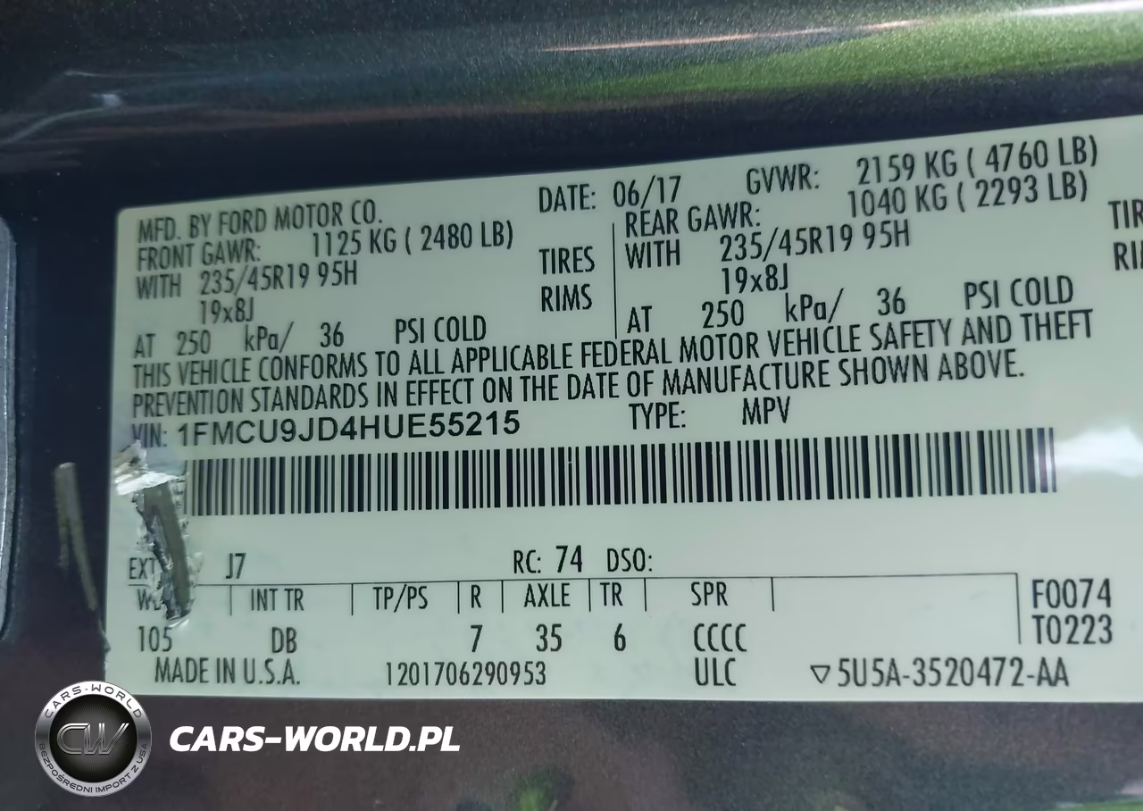 2017 Ford Escape Titanium VIN:1FMCU9JD4HUE55215 - 9