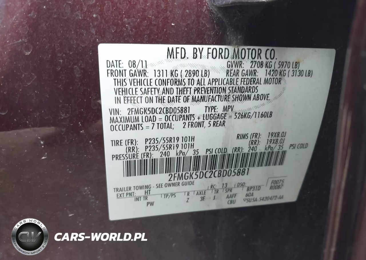 2012 Ford Flex Limited VIN:2FMGK5DC2CBD05881 - 9