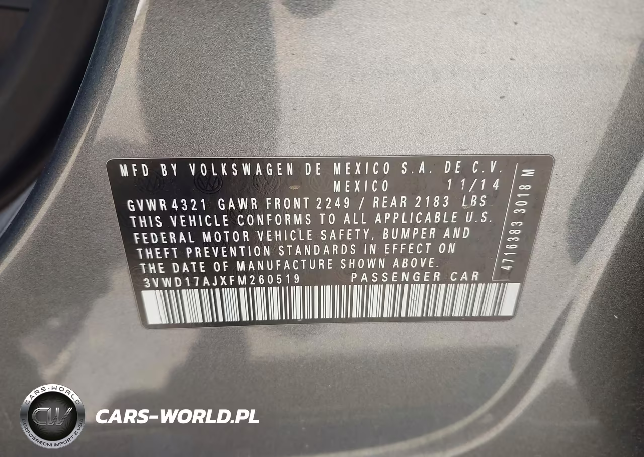 2015 Volkswagen Jetta 1.8T Se VIN:3VWD17AJXFM260519 - 9