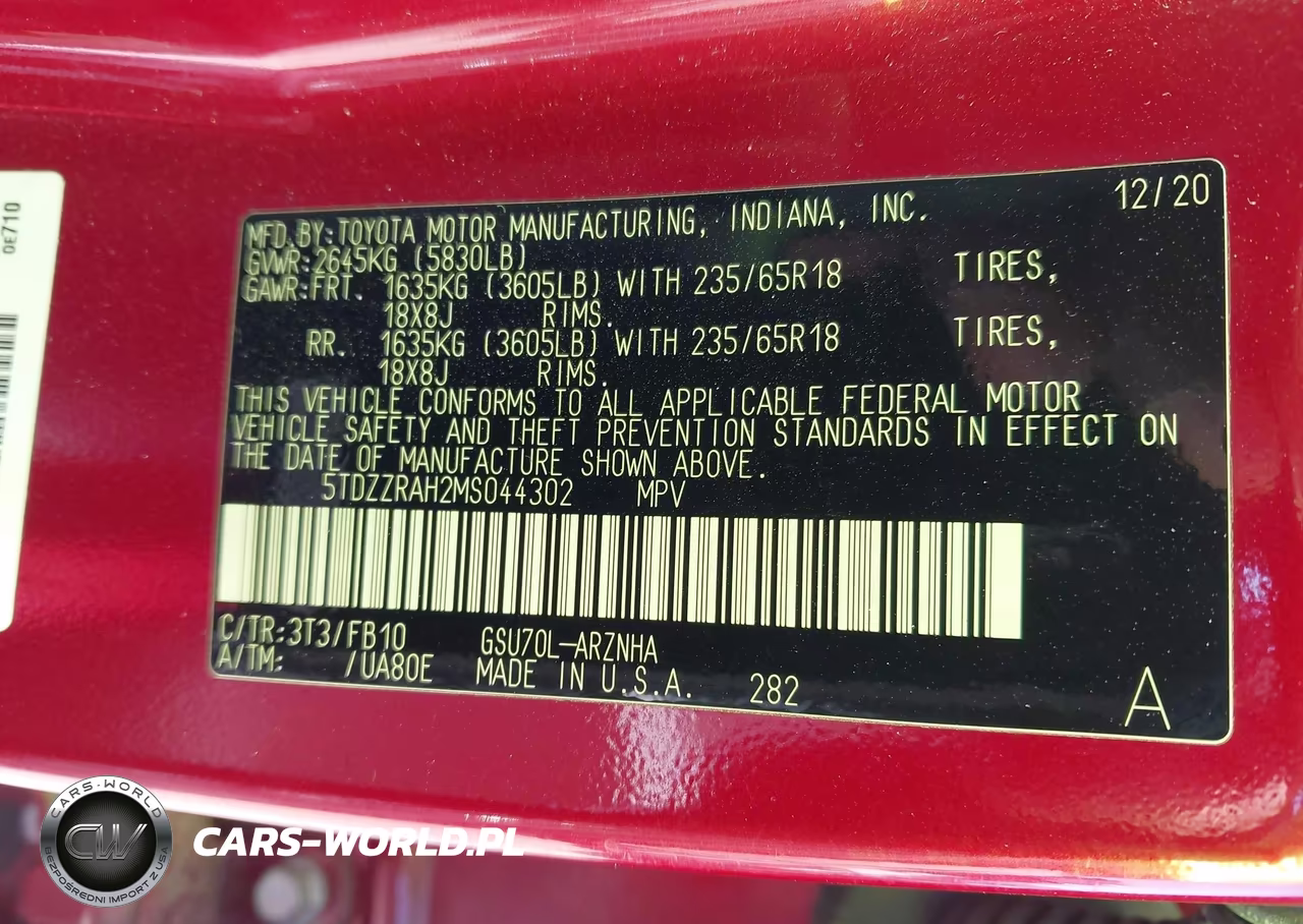 2021 Toyota Highlander Le VIN:5TDZZRAH2MS044302 - 9