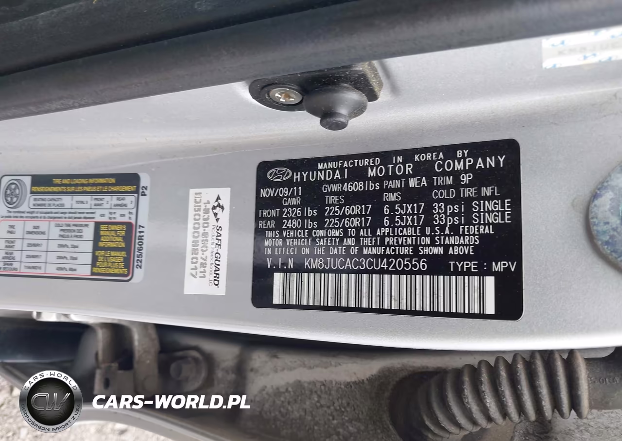 2012 Hyundai Tucson Gls VIN:KM8JUCAC3CU420556 - 9